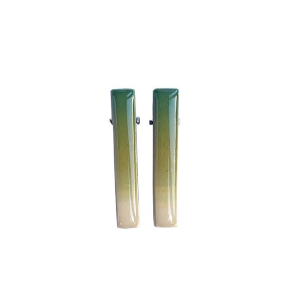 BARRETTES "PINETTES" VERT-OCRE-ECRU