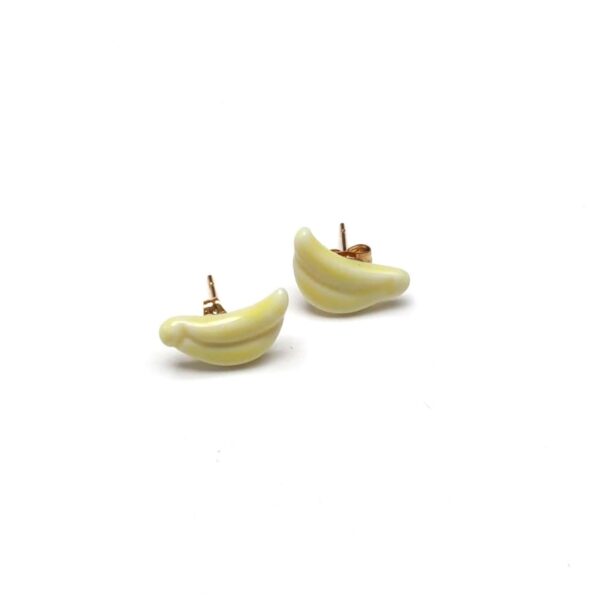 Puces d'oreille Porcelaine "Bananes jaune pastel"