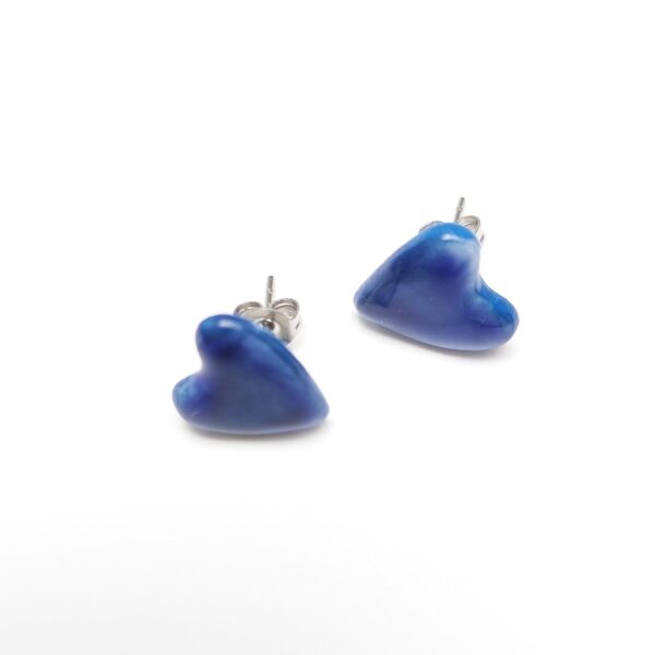 Puces d'oreille mini coeur bleu roy