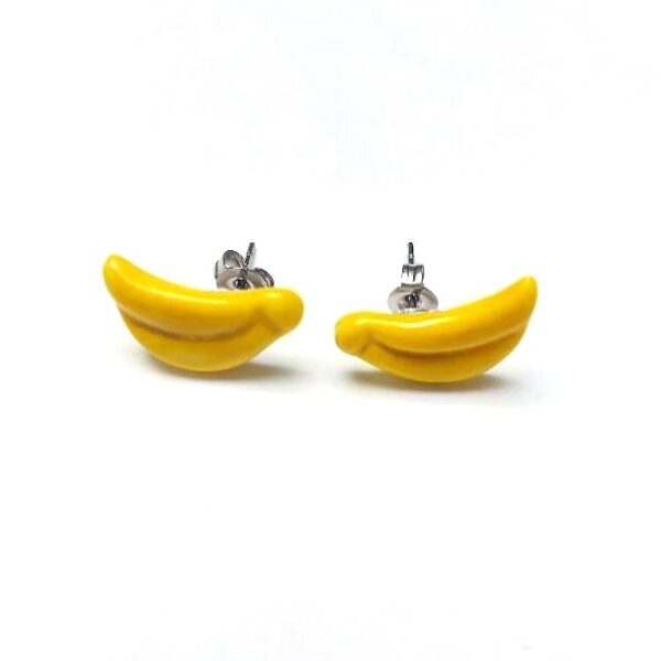 Puces d'oreille Porcelaine "Bananes jaune paille"