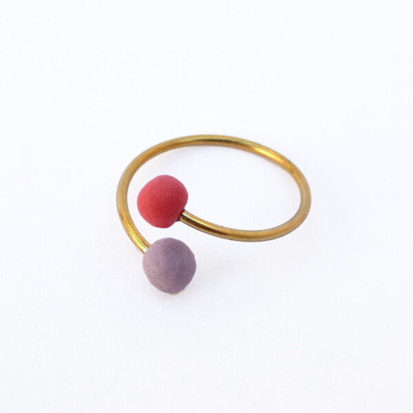BAGUE "TWIST" ROUGE CORAIL / MAUVE