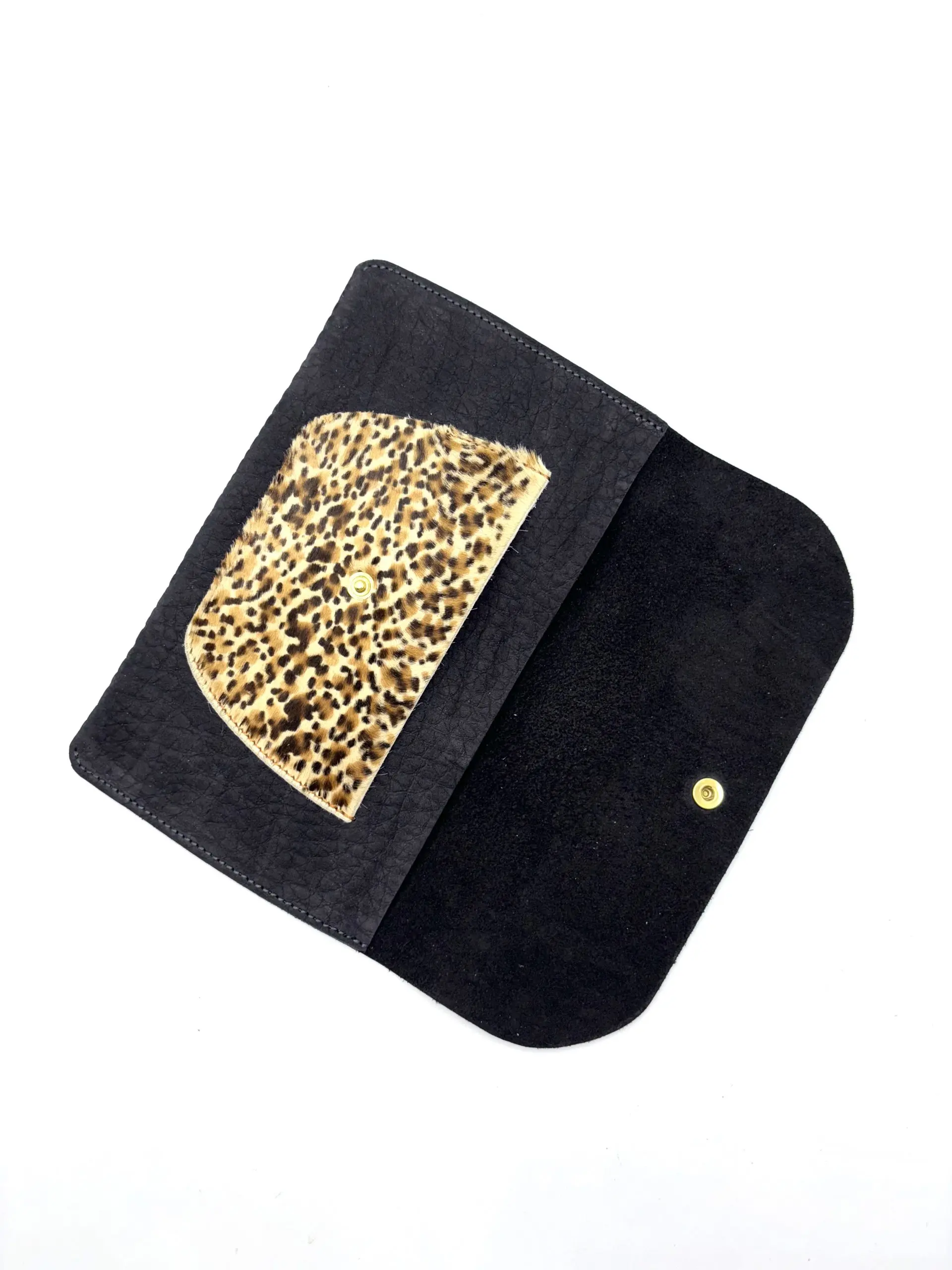 POCHETTE CUIR "CAMARET" NOIR / LÉOPARD – Image 3