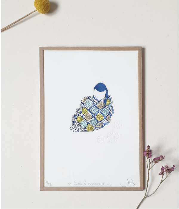 Eau-forte "SE TENIR A CARREAUX 1"